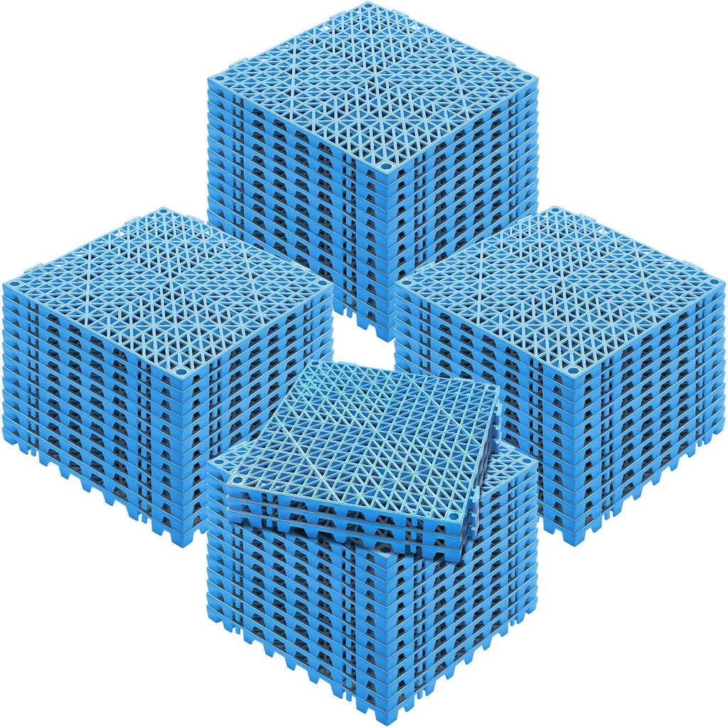 VEVOR Interlocking Tile 55PCS Blue, Drainage Tiles 12 X 12 Splicing, Soft PVC Interlocking Drainage Floor Tiles, Non-Slip Drainage Holes for Restroom, Bathroom, Kitchen, Pool, Wet Areas, Blue